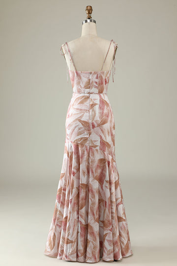 Blush Floral Boho Sirena Vestido de Dama de Honor